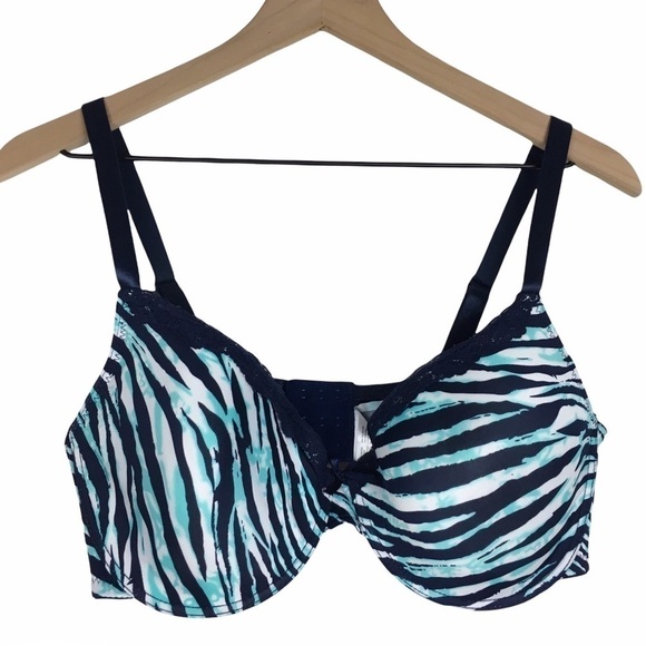 DREAMWEAR Bra Padded Underwire Animal Print Zebra Tiger Blue Size 40C - Picture 11 of 11